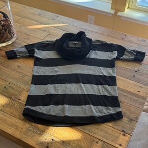 Express Women's Black and Gray Striped Sweater